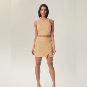 Revolve brand by Lita lamb leather top and skirt in coffee
